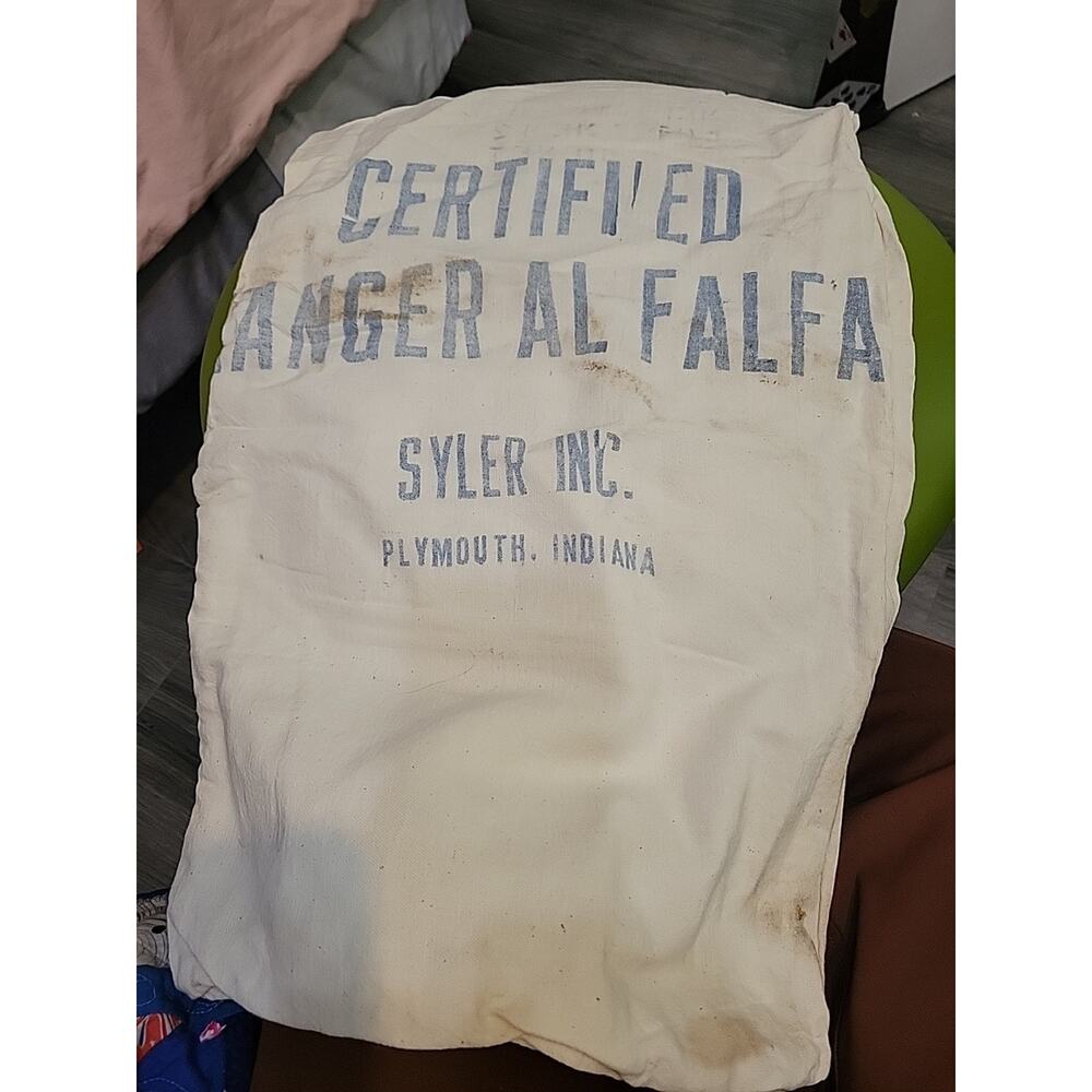 VTG Certified Ranger Alfalfa Seed Bag Blue on Canvas Plymouth Indiana